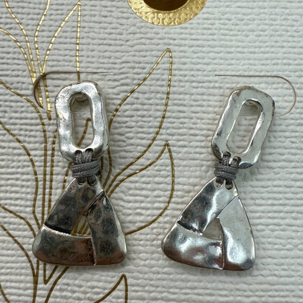 Earrings,‎ Silver Tone, Recycled, Casual, Classic, Streetwear, Minimal, Hammered